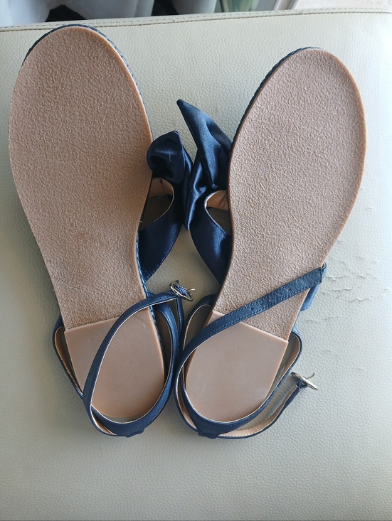 Jack Rogers Navy Satin Bow Slingback Sandals